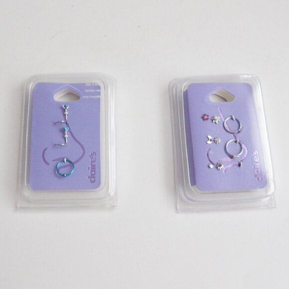Claire's Bundle of 2 Packages Stainless Steel Nose Jewelry Studs & Hoops New - Picture 10 of 10